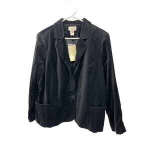 Studio Works Black Velvet Blazer w Pockets 3 Buttons  Size 18W NWT Whimsy Goth